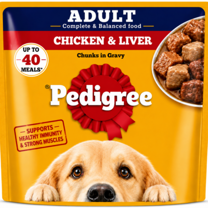 Adult Chiken & Liver Chunks In Gravy | 70gm | Pedigree