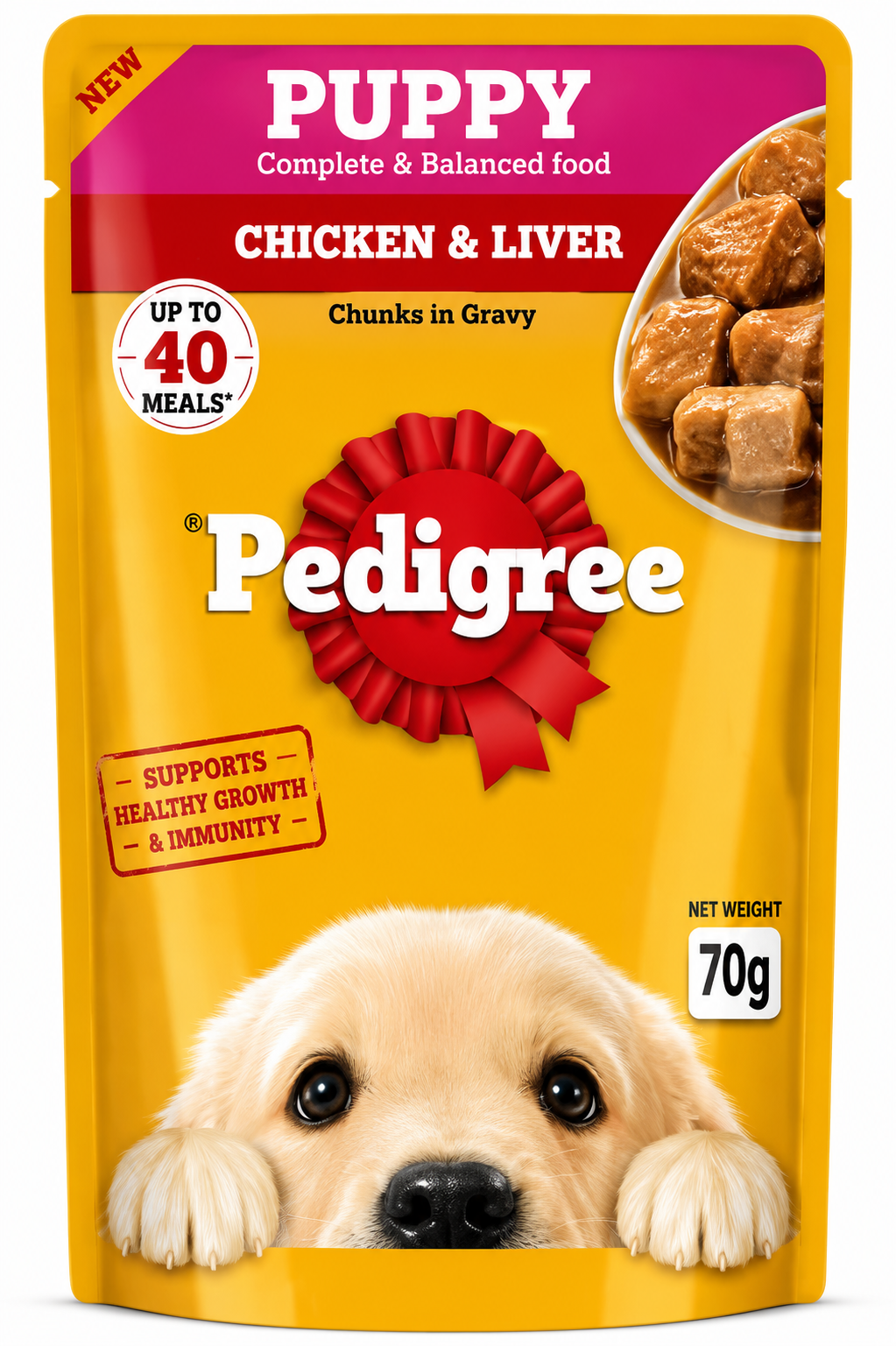 Puppy chicken & chunks In Gravy | 70gm , 130gm | Pedigree