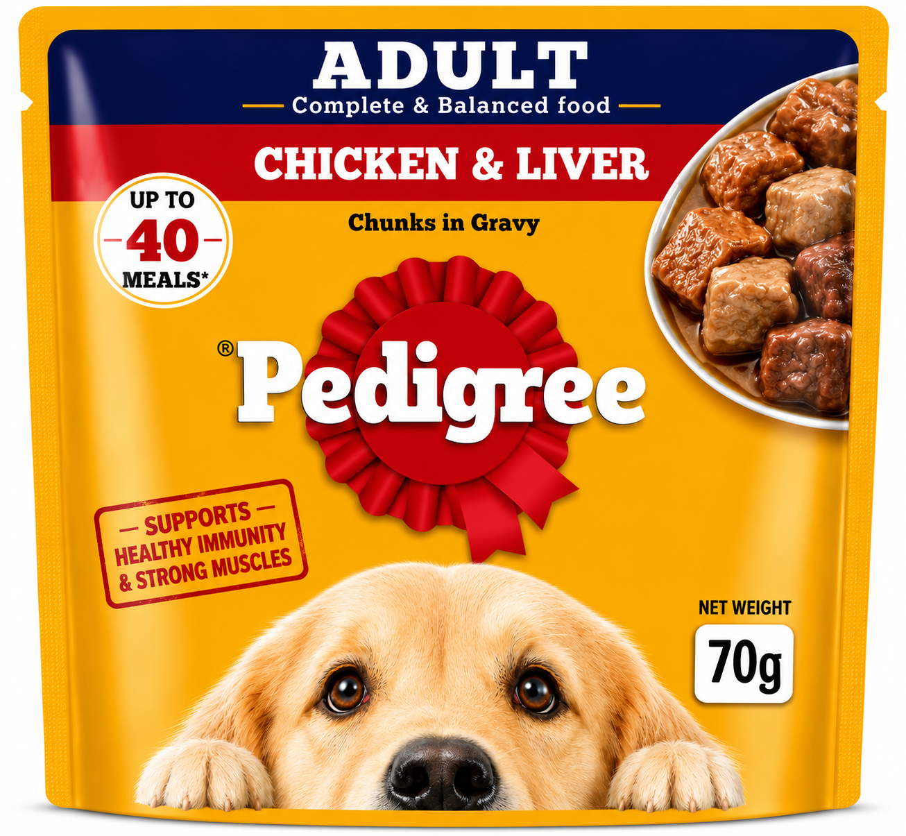Adult Chiken & Liver Chunks In Gravy | 70gm | Pedigree