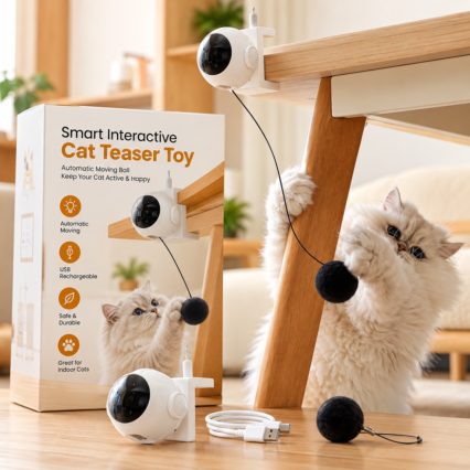 Automatic lifting cat teaser ball