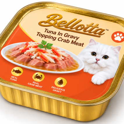 Bellotta Tray Tuna in Gravy Topping Crab Meat – 75g