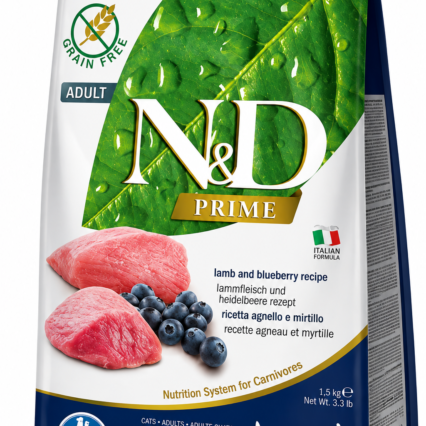 N&D Prime Cat Lamb & Blueberry Adult – 1.5kg