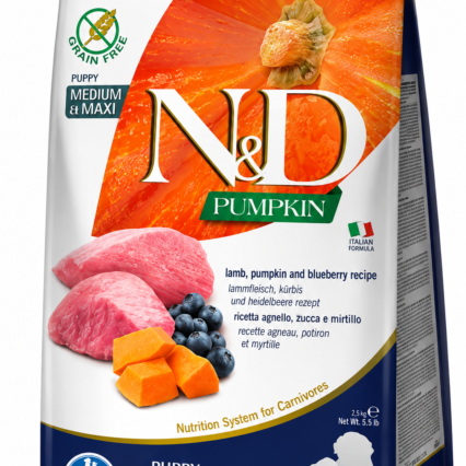 N&D Pumpkin Lamb & Blueberry  Puppy  MM| 12kg , 2.5kg
