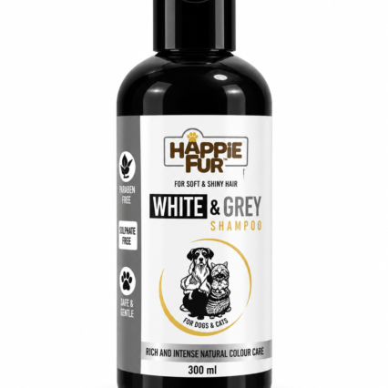 Happie Fur White & Grey Shampoo for Dogs/Cats – 300ml