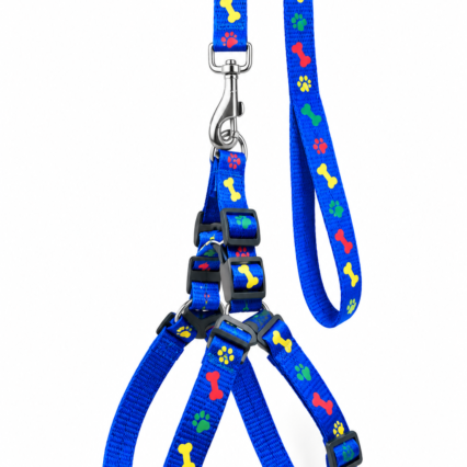 Nylon Print Padded Leash & Harness